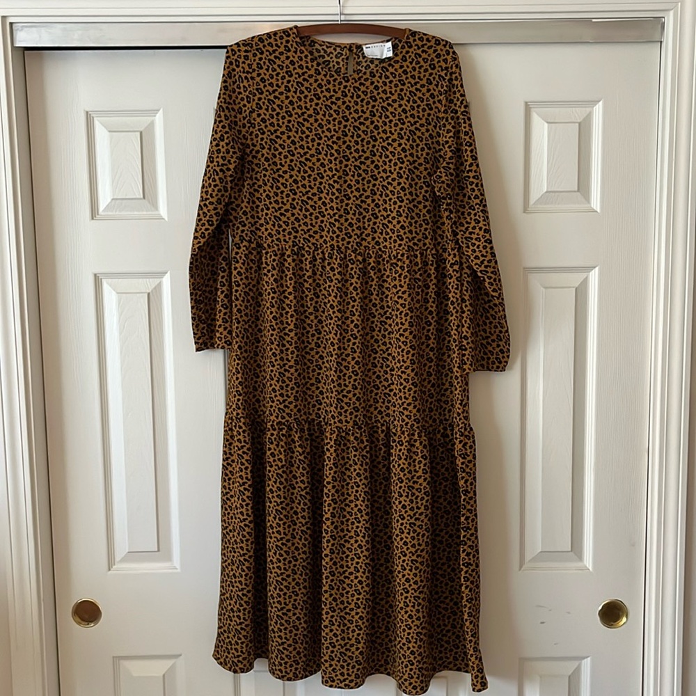 Tiered Leopard Print Long Sleeve ASOS Maxi Dress